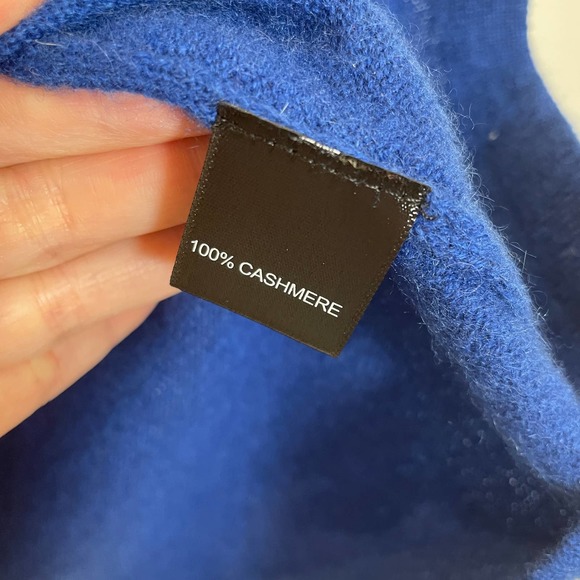 100% Cashmere Pullover Sweater Cobalt Blue Crew / Round Neck M - Picture 3 of 4